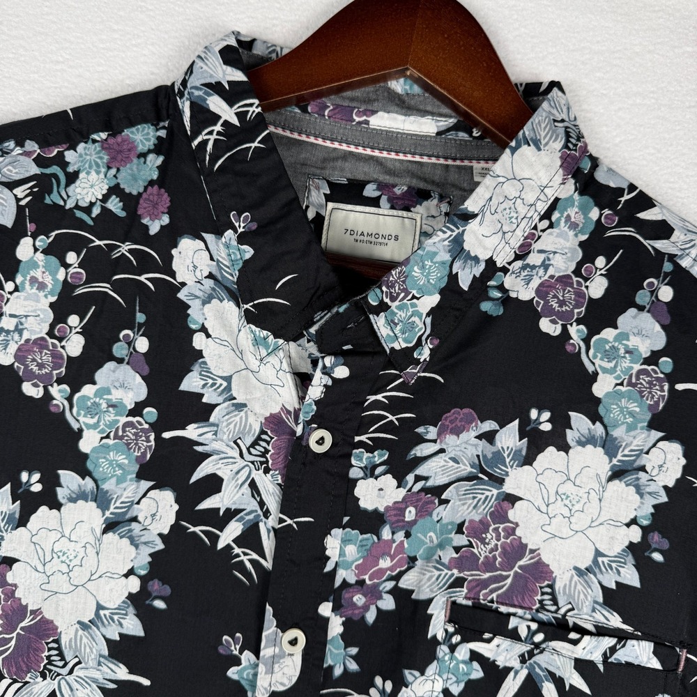 7Diamonds Tuff Gong Mens‎ XXL Floral Short Sleeve Button Down Shirt SMK-6692